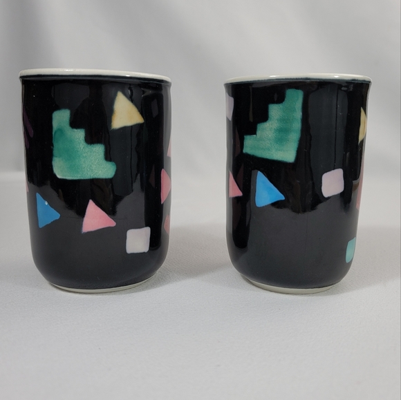 Studio Pottery Painted Geometric Shapes Glazed Pottery OOAK - Picture 4 of 12